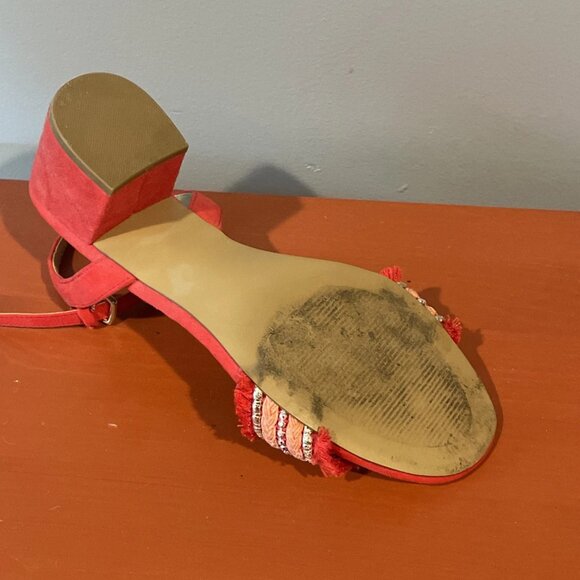 Lexi & Abbie Heels (US Women's Heels Size 8), RED, PALE, STRIPED HEELS	 Lexi & A - Picture 5 of 5